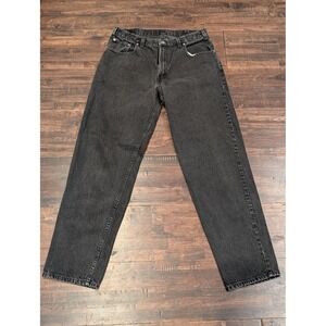 Vintage Black Denim Jeans Mens 33x32 Black Straight Leg Zip Fly Made in USA 90s